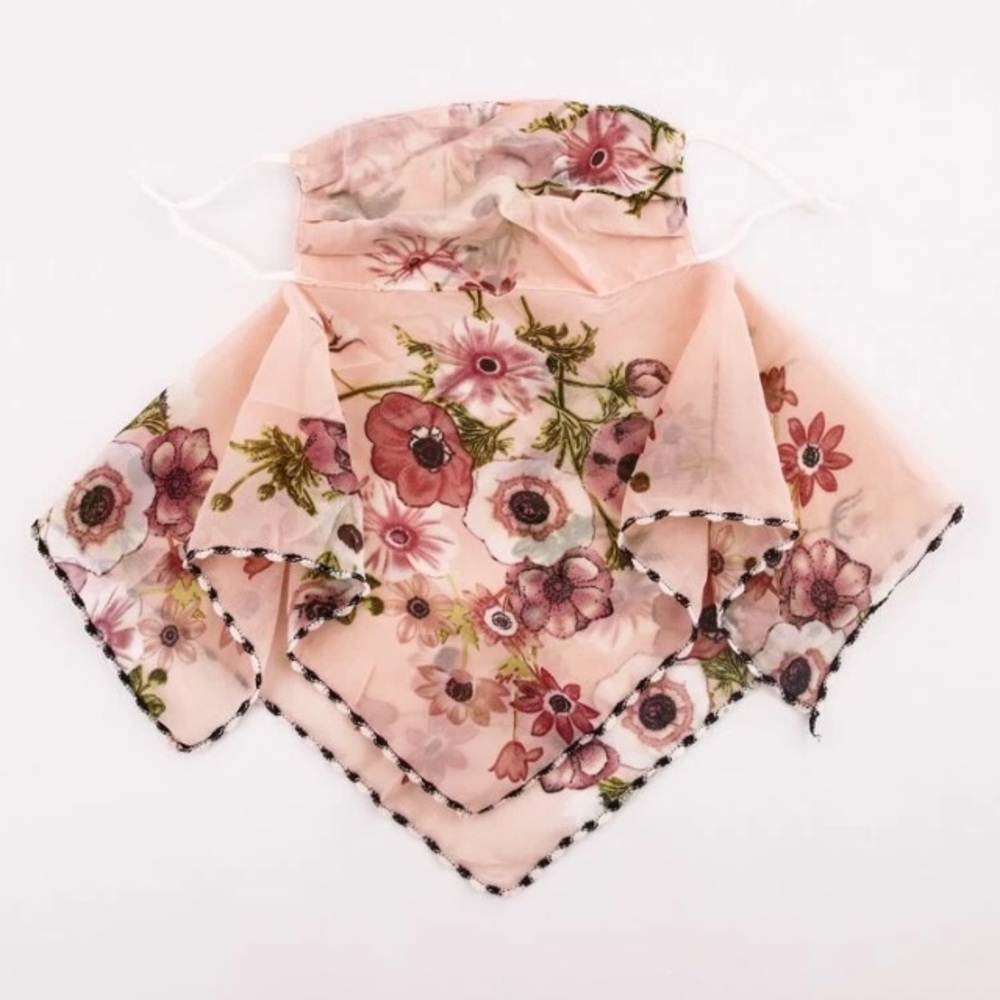 Gorgeous Floral Facemask & Scarf Adjustable Ear Strips 4 A Comfortable Fit
